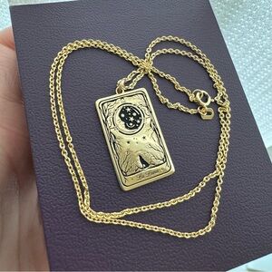 14k Gold Tarot Card “ La Luna/Moon” Pendant Necklace